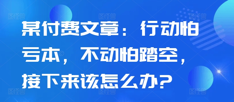 某付费文章：行动怕亏本，不动怕踏空，接下来该怎么办?-IC网盘资源库