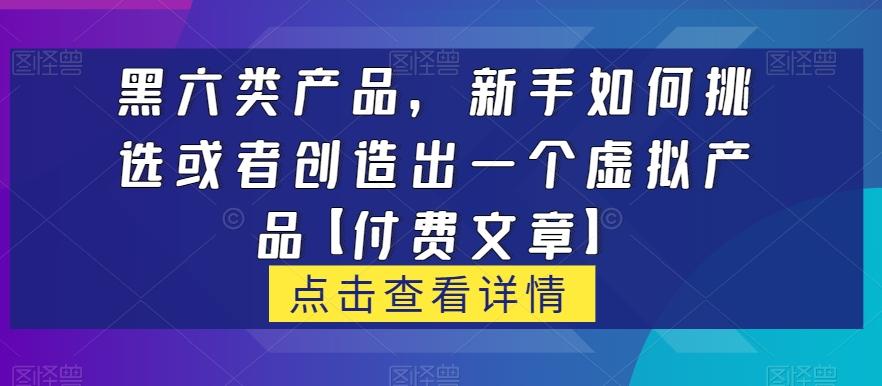 黑六类虚拟产品，新手如何挑选或者创造出一个虚拟产品【付费文章】-IC网盘资源库