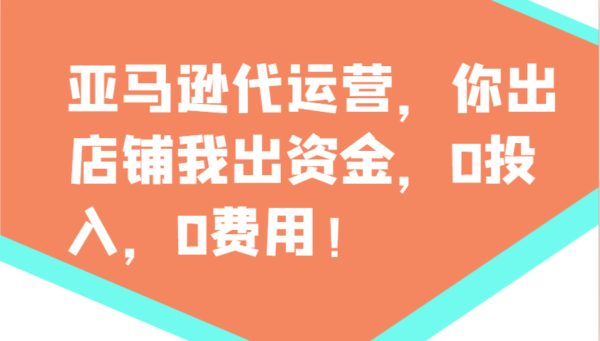 亚马逊代运营，你出店铺我出资金，0投入，0费用，无责任每天300分红，赢亏我承担